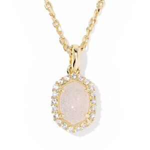 Kendra Scott Daphne Gold Crystal Frame Pendant Necklace in Iridescent Drusy